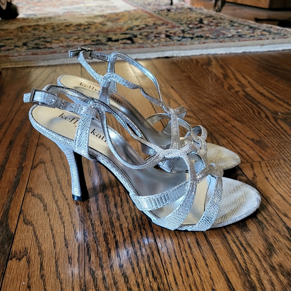 Metallic Silver Strappy Heels